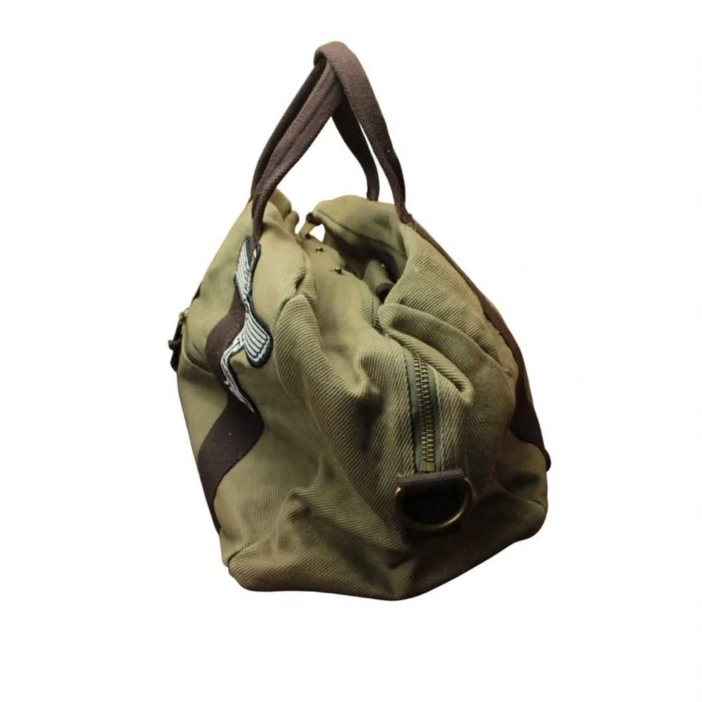 Boeing Company Totem Logo Patch Army Green Canvas Duffel Bag Clean In&Out